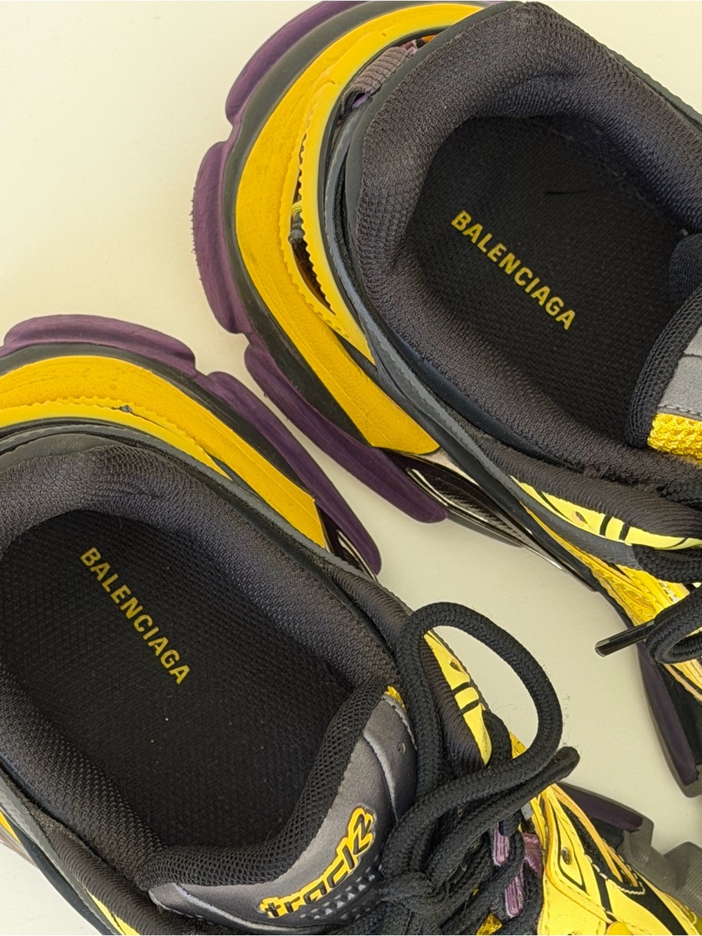 Balenciaga Yellow, Black & Purple Track Sneakers - Picture 3 of 6